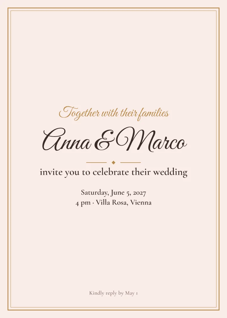 A wedding invitation made in Graphivo's editor