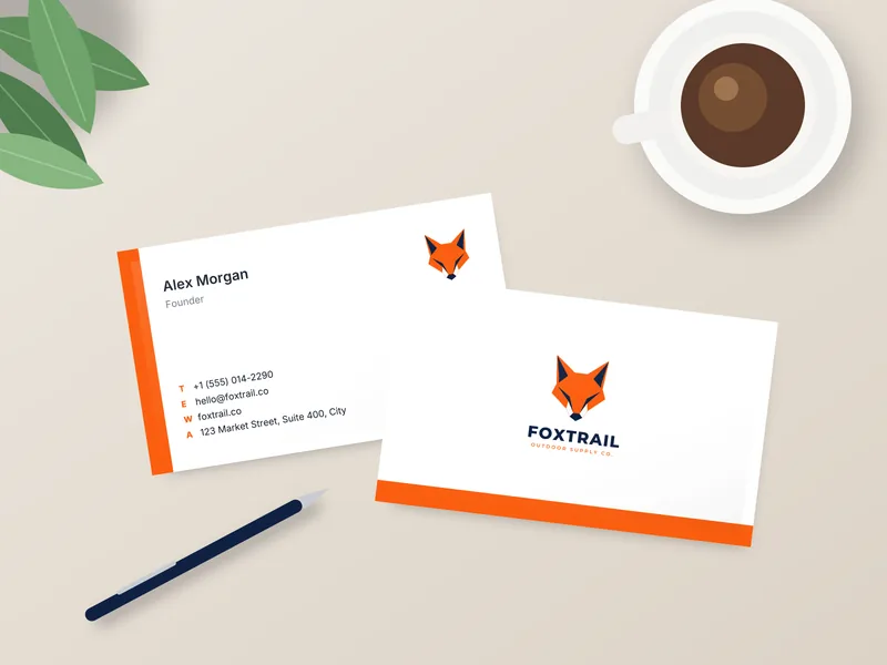 Business cards: a real example from a Graphivo brand kit